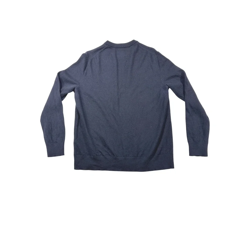 Banana Republic Mens Italian Merino Wool Crewneck Sweater Preppy Navy Blue L‎
